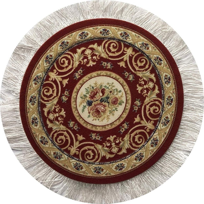 Inusitus Rug Coasters, Set of 4 Turkish Carpet Style Table Drink mats, Absorbent Kitchen and Dining Accessories, Spill & drip Protection, Round - Image 2